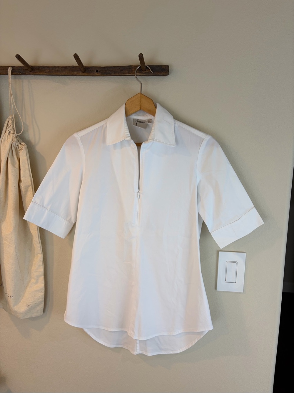 Finley Half Zip Shirt XS White Made In USA